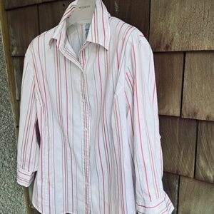 Striped Shirt Plus Size 3X Button Down 3/4 sleeves
